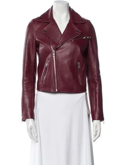 Pre-owned Maje Leather Biker Jacket In Red