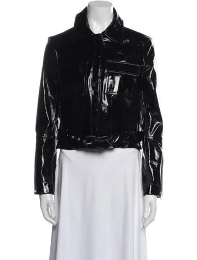 Pre-owned Maje Leather Biker Jacket W/ Tags In Black