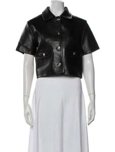Pre-owned Maje Leather Biker Jacket W/ Tags In Black