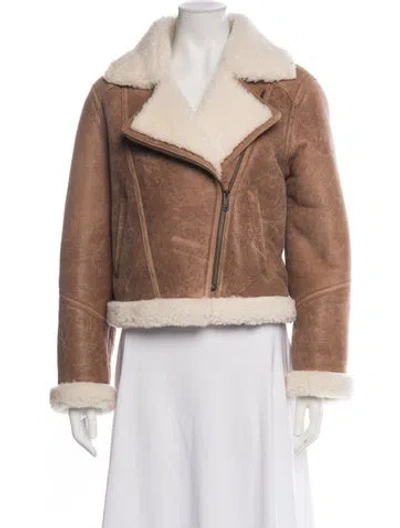 Pre-owned Maje Leather Biker Jacket W/ Tags In Brown