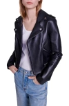 Maje Leather Biker Jacket In Black