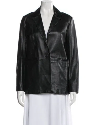 Pre-owned Maje Leather Blazer In Black
