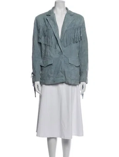 Pre-owned Maje Leather Blazer In Blue
