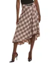 Maje Leather Buckle Wool-blend Wrap Skirt In Multi