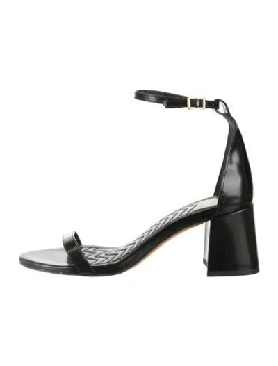 Pre-owned Maje Leather Chain-link Accents Sandals In Black