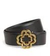Maje Leather Clover Buckle Belt In Black