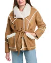 Maje Leather Coat In Brown