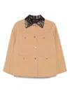 Maje Cotton Coat With Leather Collar