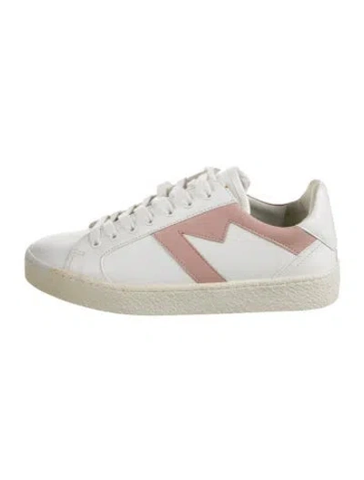 Pre-owned Maje Leather Colorblock Pattern Sneakers In White