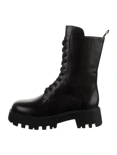 Pre-owned Maje Leather Combat Boots In Black