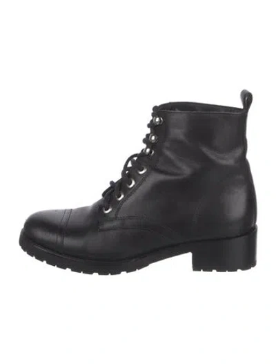 Pre-owned Maje Leather Combat Boots In Black