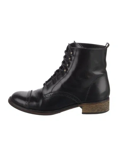 Pre-owned Maje Leather Combat Boots In Black