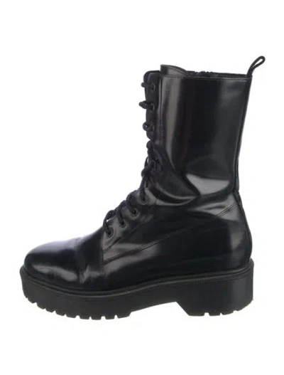 Pre-owned Maje Leather Combat Boots In Black
