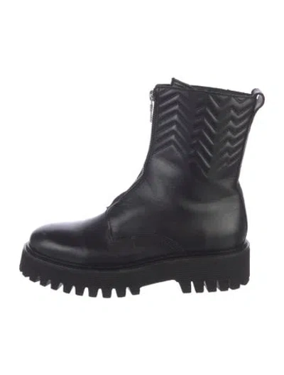 Pre-owned Maje Leather Combat Boots In Black