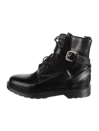 Pre-owned Maje Leather Combat Boots In Black
