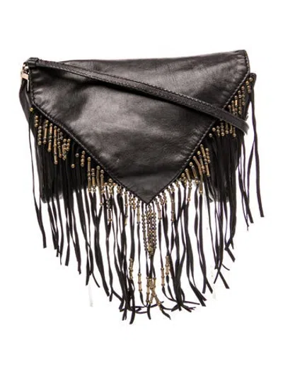 Pre-owned Maje Leather Crossbody Bag In Black