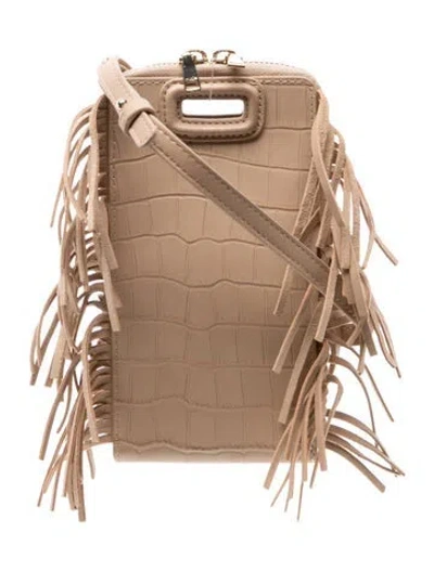 Pre-owned Maje Leather Crossbody Bag In Neutral