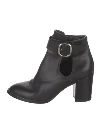 Pre-owned Maje Leather Cutout Accent Boots In Black