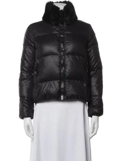 Pre-owned Maje Leather Down Jacket In Blue