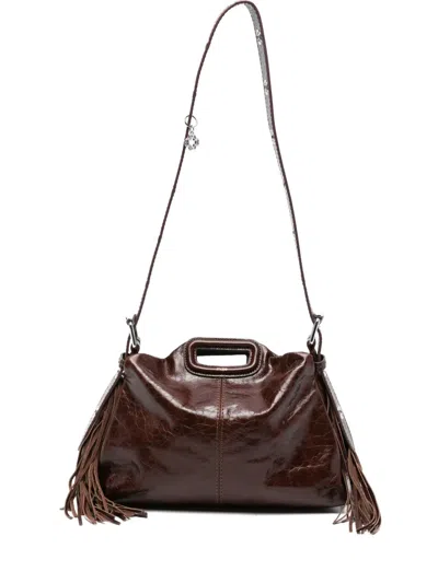 Maje Leather Fringe Tote Bag In Brown