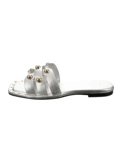 Pre-owned Maje Leather Gladiator Sandals In Silver