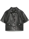 Maje Valdom Short-sleeve Leather Blazer In Black