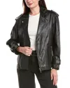 Maje Leather Jacket In Black