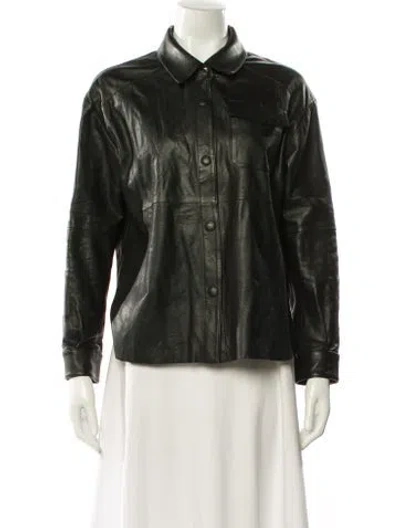 Pre-owned Maje Leather Jacket In Black