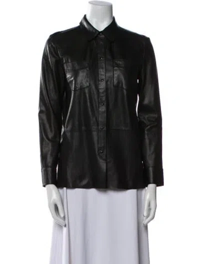 Pre-owned Maje Leather Jacket In Black
