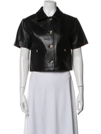 Pre-owned Maje Leather Jacket In Black