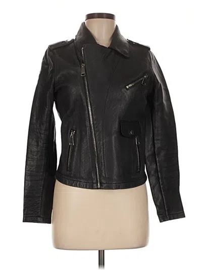 Pre-owned Maje Leather Jacket In Black