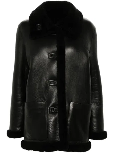 Maje Leather Jacket In Black