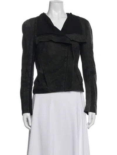 Pre-owned Maje Leather Jacket In Green