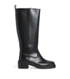 Maje Leather Knee-high Boots In Black