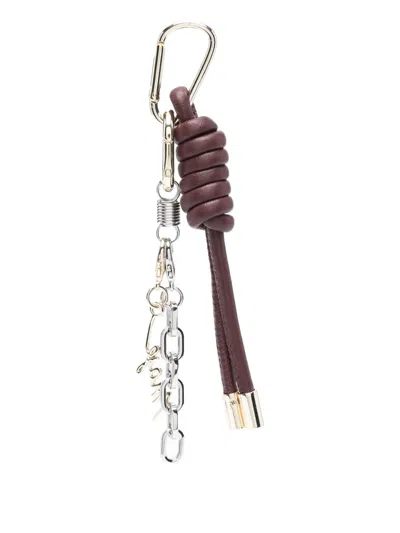Maje Leather-knot Keyring In Red
