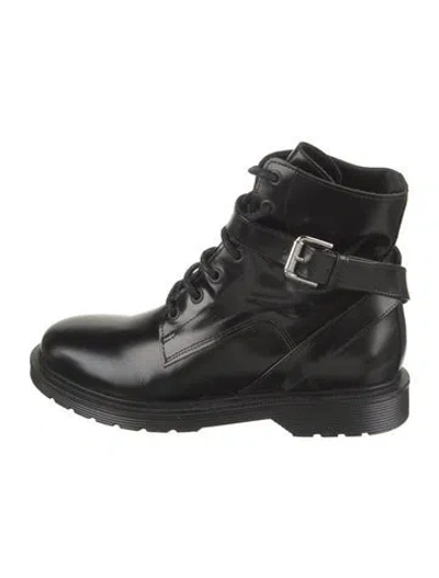 Pre-owned Maje Leather Lace-up Boots In Black