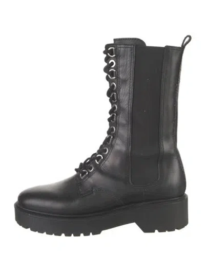 Pre-owned Maje Leather Lace-up Boots In Black
