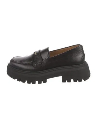Pre-owned Maje Leather Loafers In Black