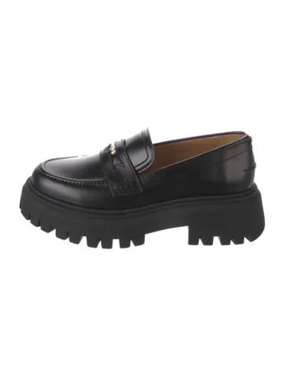 Pre-owned Maje Leather Loafers In Black