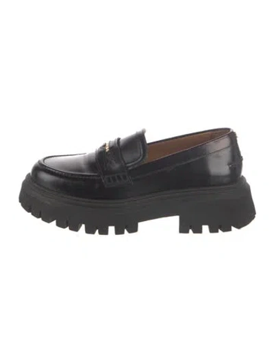 Pre-owned Maje Leather Loafers In Black