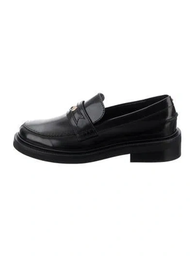 Pre-owned Maje Leather Loafers In Black