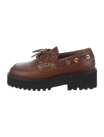 Pre-owned Maje Leather Loafers In Brown