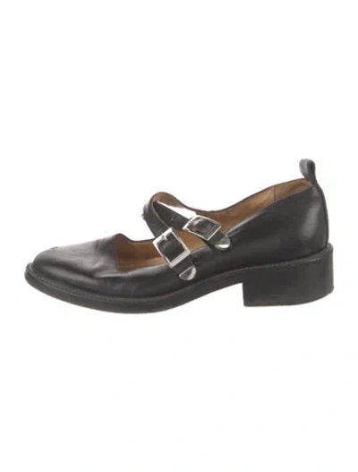 Pre-owned Maje Leather Mary Jane Flats In Black