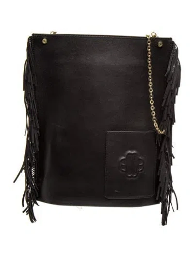 Pre-owned Maje Leather Messenger Bag In Black