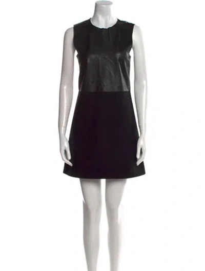 Pre-owned Maje Leather Mini Dress In Black