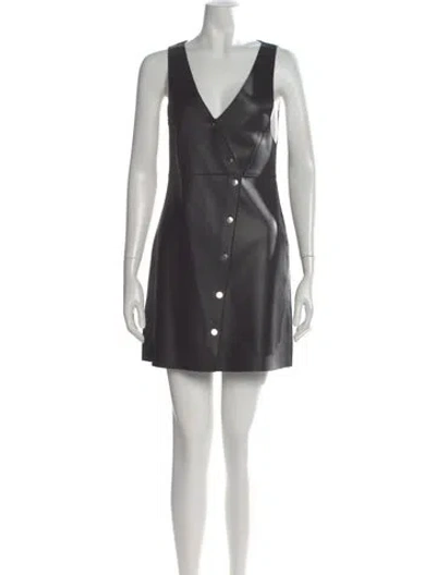 Pre-owned Maje Leather Mini Dress In Black