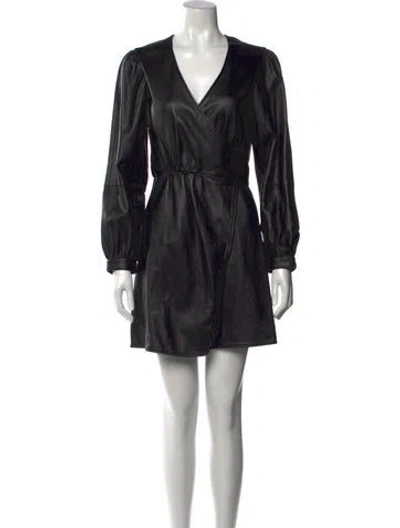 Pre-owned Maje Leather Mini Dress In Black