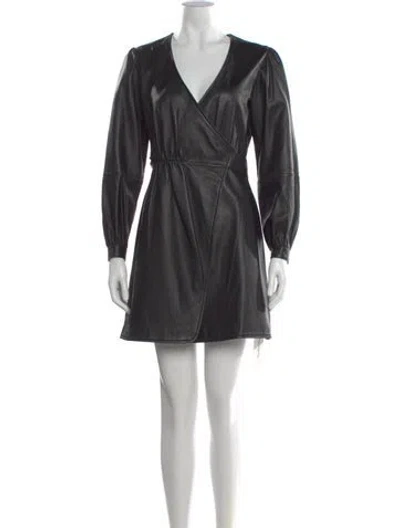 Pre-owned Maje Leather Mini Dress W/ Tags In Black