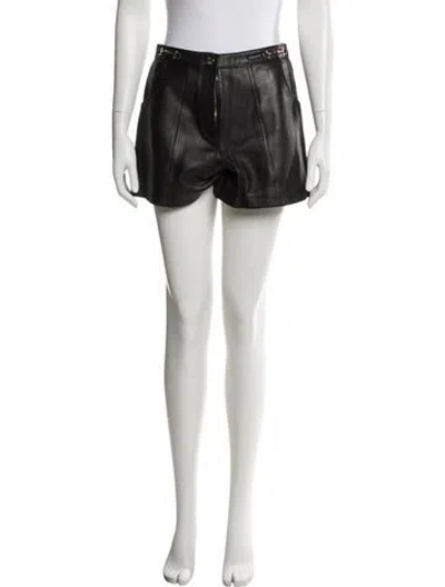 Pre-owned Maje Leather Mini Shorts In Black