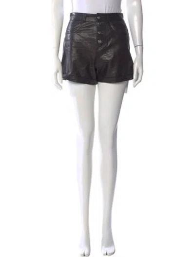 Pre-owned Maje Leather Mini Shorts In Black
